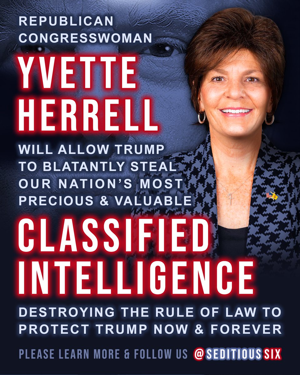 SeditiousSix's tweet photo. Republican extremist Yvette Herrell will allow Trump to DESTROY THE RULE OF LAW #SeditiousSix — Support Gabe Vasquez (@Gabe_NM) by Voting, Sharing, or Donating : https://t.co/pwTSzba64j https://t.co/bki1qmyUuV