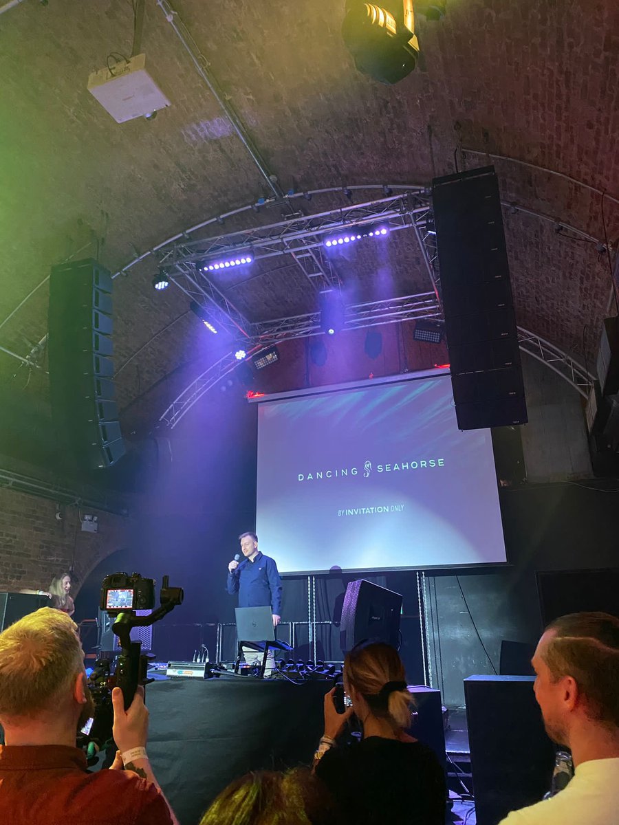 Great to chat about the amazing <a href="/DancingSeahorse/">Dancing Seahorse</a> project at the @slabfilms NFT London Afterparty. Met so many great people. 

🎉🚀

<a href="/NFT_NYC/">NFT.NYC</a> #web3 #dancingseahorse