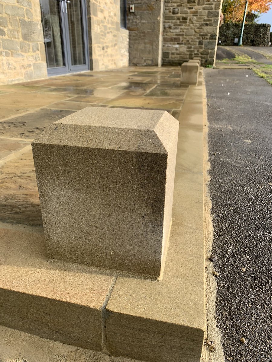 Enjoyed this one, we took up an old crazy paving patio and replaced it with some lovely reclaimed #Yorkstone flags,complete with a new cut Gritstone edging. We then made new staddle stones in the same gritstone ready for a new oak timber frame! #stonemasonry #yorkstone #reclaimed