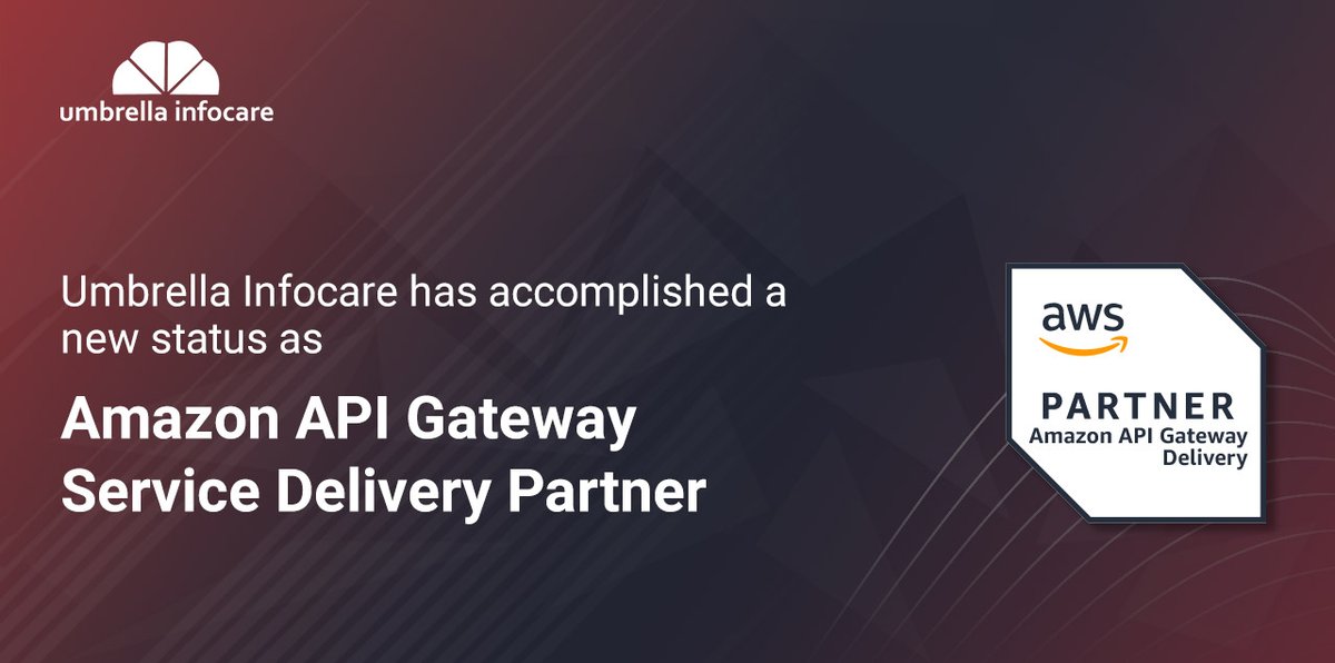 UmbrellaInfocre's tweet photo. #UmbrellaInfocare is excited to share this new achievement as the #Amazon #APIGateway #ServiceDeliveryPartner.
Visit our website to know more: https://t.co/e023wFlQIG
#AWS #AWSpremierpartner #AWSconsultingpartner #CloudConsultingCompany #CloudSolutionProvider #Cloud #AWSPartner https://t.co/jXjkaGEAL1