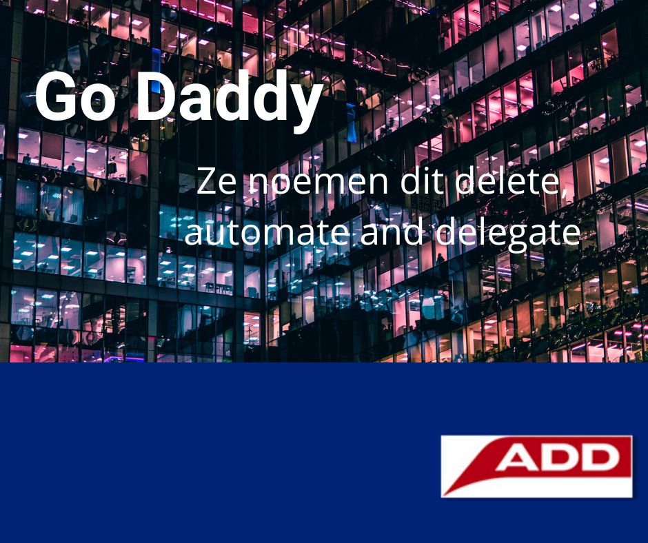 Go daddy.
Bedrijfsprocessen automatiseren en werkzaamheden uitbesteden? Blijkt een Engelse term voor te zijn. Ze noemen dit delete, automate and delegate.
Boek je spreekkamer, coachkamer, behandelkamer of werkplek snel en functioneel via flex4you.pro.