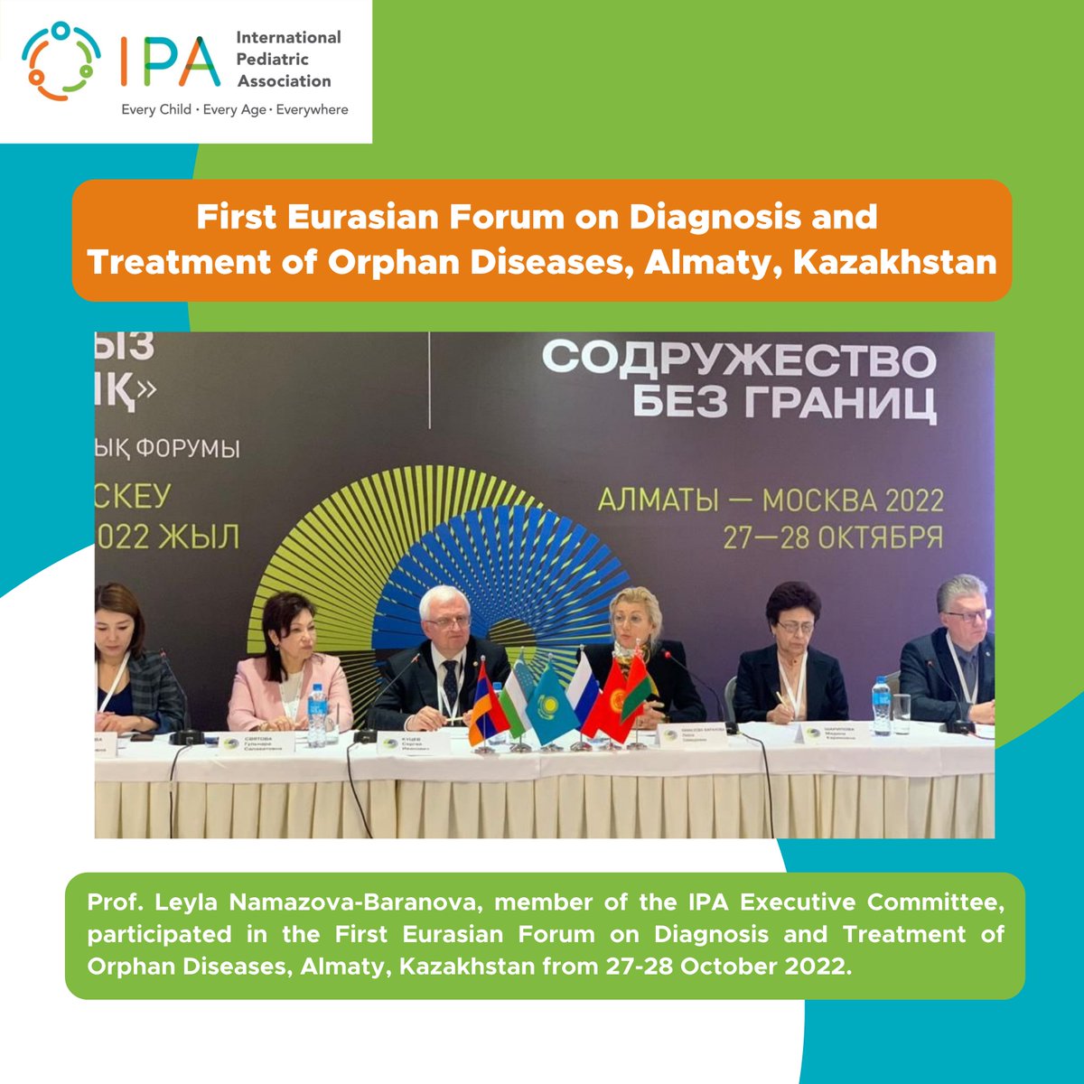 IPAWorldorg's tweet photo. Prof. Leyla Namazova-Baranova, member of the IPA Executive Committee, participated in the First Eurasian Forum on Diagnosis and Treatment of Orphan Diseases conference.
#IPA #IPAEventReport https://t.co/Zh1FmuORzH