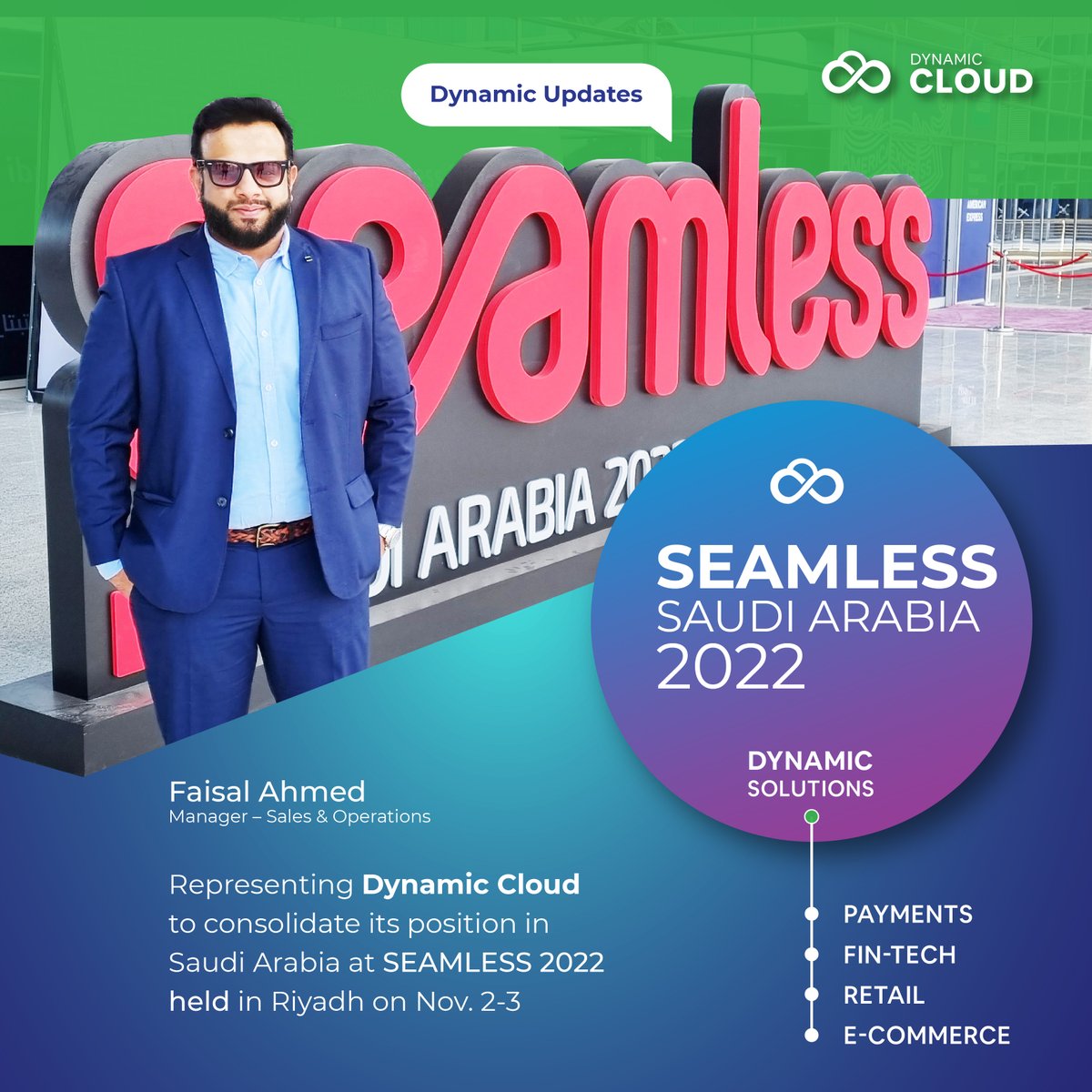 dynamic_cloud's tweet image. @dynamiccloud engaging with financial inclusion, cashless societies and open banking at #SeamlessKSA. Particularly strengthening our expertise in the domains of  E- Payments, FinTech, retail and E-Commerce.

#dynamicupdates #SaudiArabia  #einvoicing #Vision2030