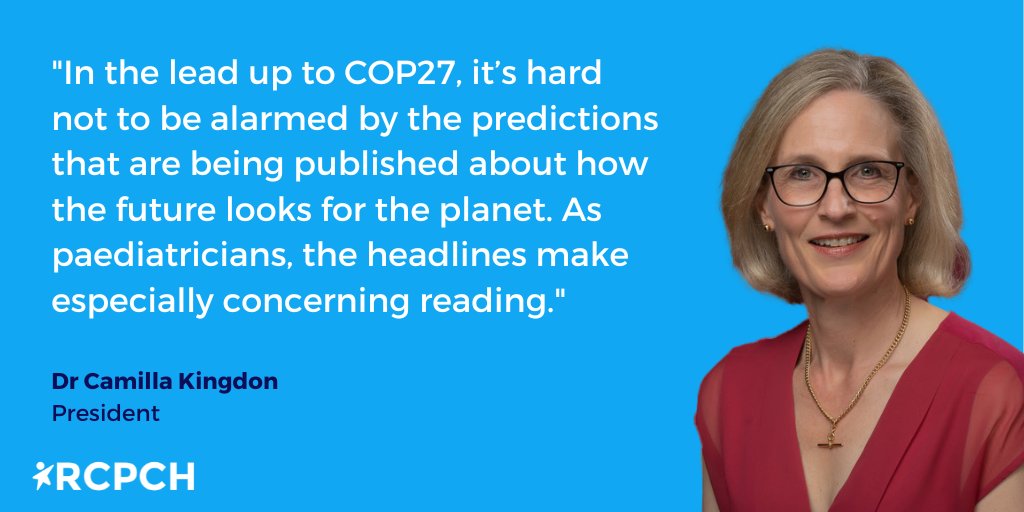 In the run up to #COP27, @RCPCHPresident reflects on child health and climate change in her latest blog. She also highlights the 'Thrive Paediatrics' programme which has two Clinical Fellows posts open for recruitment. Read Camilla's full blog here: rcpch.ac.uk/news-events/ne…