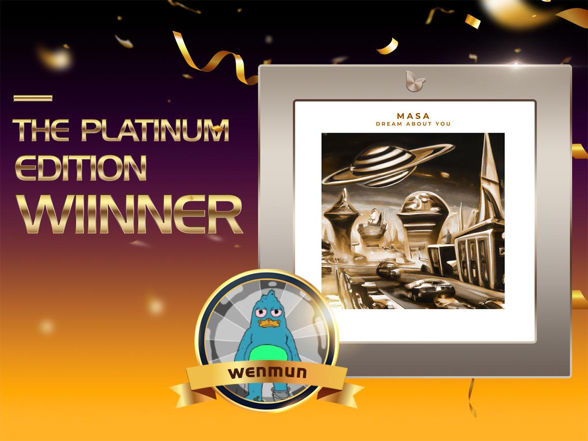 Lyrranft's tweet photo. Congratulation to 💜wenmun💜for being the Platinum Edition Winner!
#LyrraConstellation #Metaverse #Web3 #Polygon #nftcollector #nftcommunity #cryptoartist #musicnft https://t.co/vANVpUehDJ