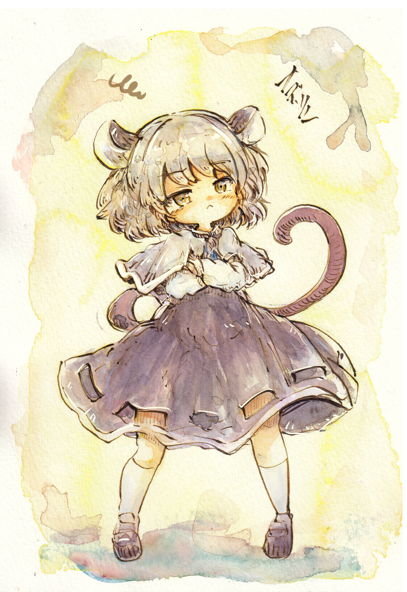 nazrin 1girl animal ears tail solo grey hair mouse ears mouse tail  illustration images