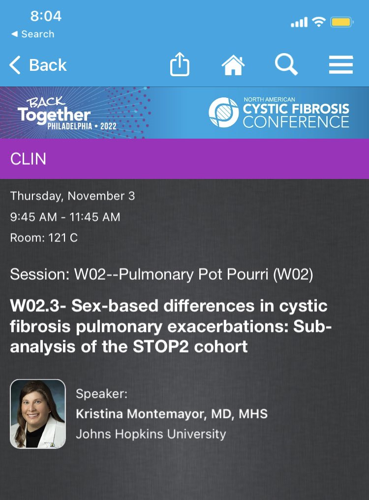 Hopkins CF Center (@hopkinscf) on Twitter photo Dr.Montemayor <a href="/KMonty_MD/">Kristina Montemayor</a> will present data on sex differences in response to #cysticfibrosis pulmonary exacerbations today at #NACFC2022 #NACFC Dr.Montemayor <a href="/KMonty_MD/">Kristina Montemayor</a> will present data on sex differences in response to #cysticfibrosis pulmonary exacerbations today at #NACFC2022 #NACFC