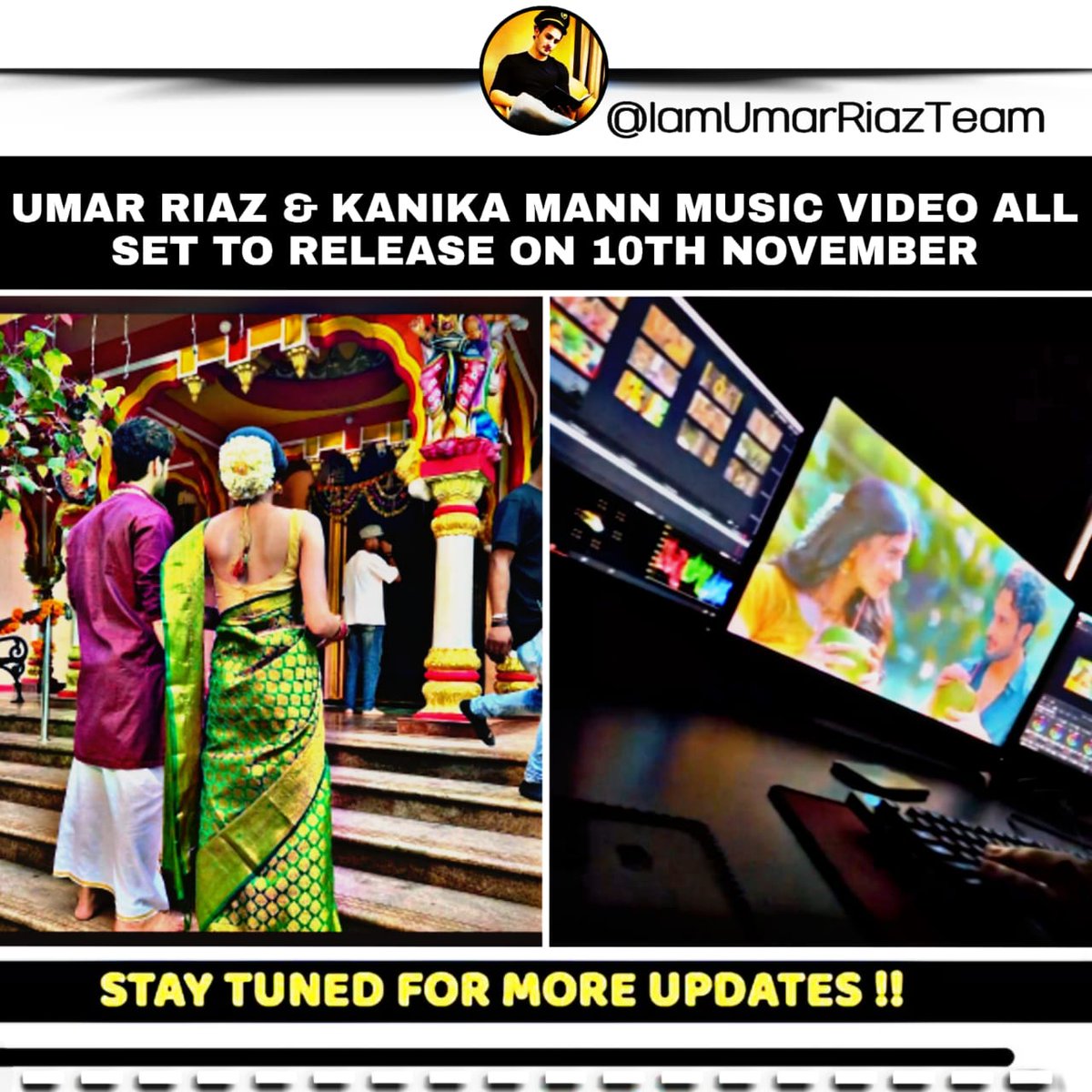 IamRealNick1's tweet photo. Umar’s next music video with Kanika will be out on 10th November ✊

Umar is looking so handsome in South Indian attire. How excited are you to watch this on screen pair? 🤩
@realumarriaz @officialkanika
#UmarRiaz #UmarArmy 
#KanikaMann https://t.co/YetEZSc6Nd