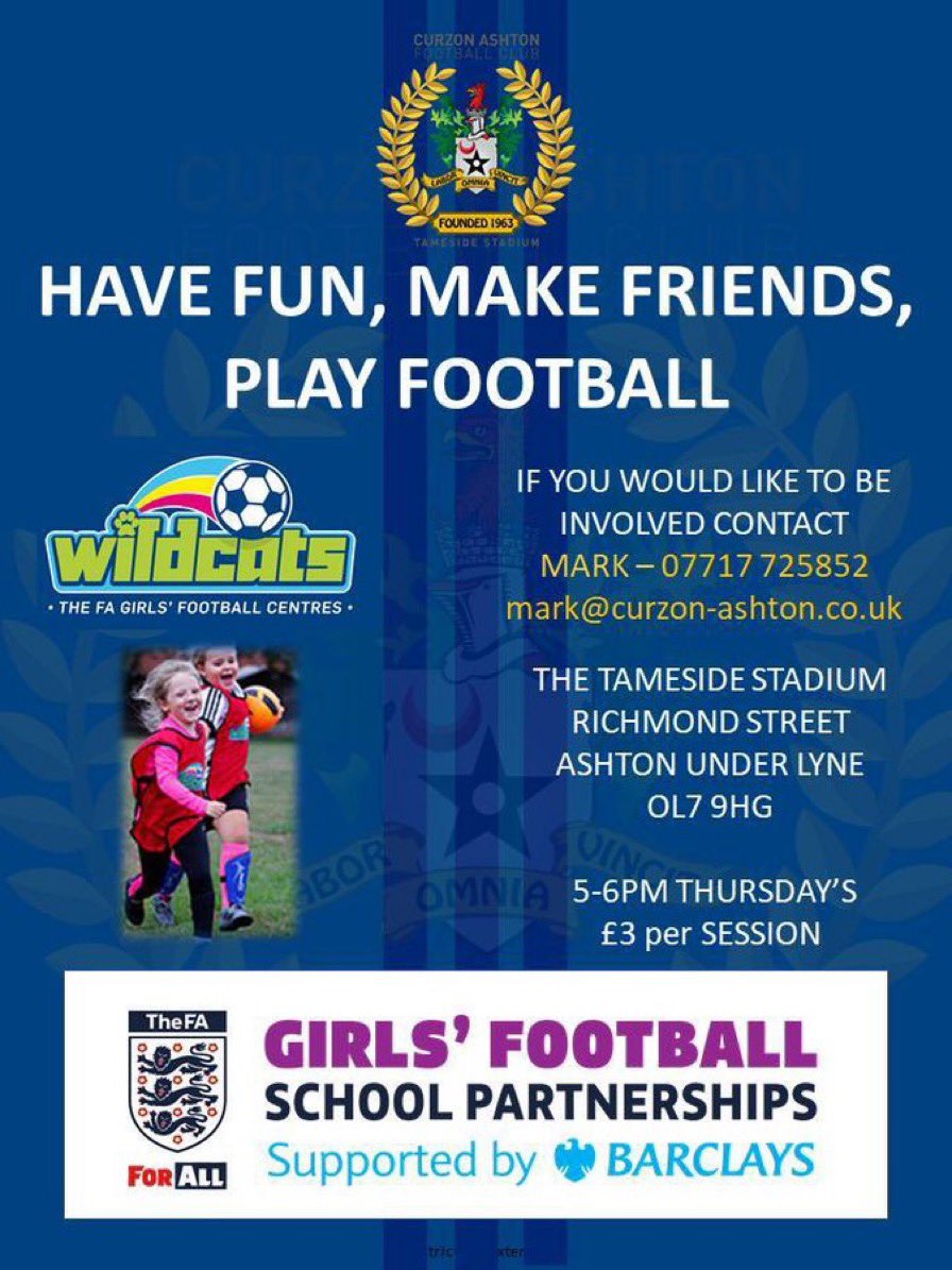 MoorsidePE's tweet photo. Check this out girls @MoorsidePA #MoorsidePE #wildcats session at @CurzonAshton on Thursdays- fun and football- what more do you need? #girlsfootball #gfsp #thisgirlcan https://t.co/EEAKzgmvHY