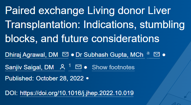 🆕REVIEW❕

Paired exchange Living donor #LiverTransplantation: Indications, stumbling blocks, and future considerations

Read it here👉bit.ly/3U7BI70

#LiverTwitter