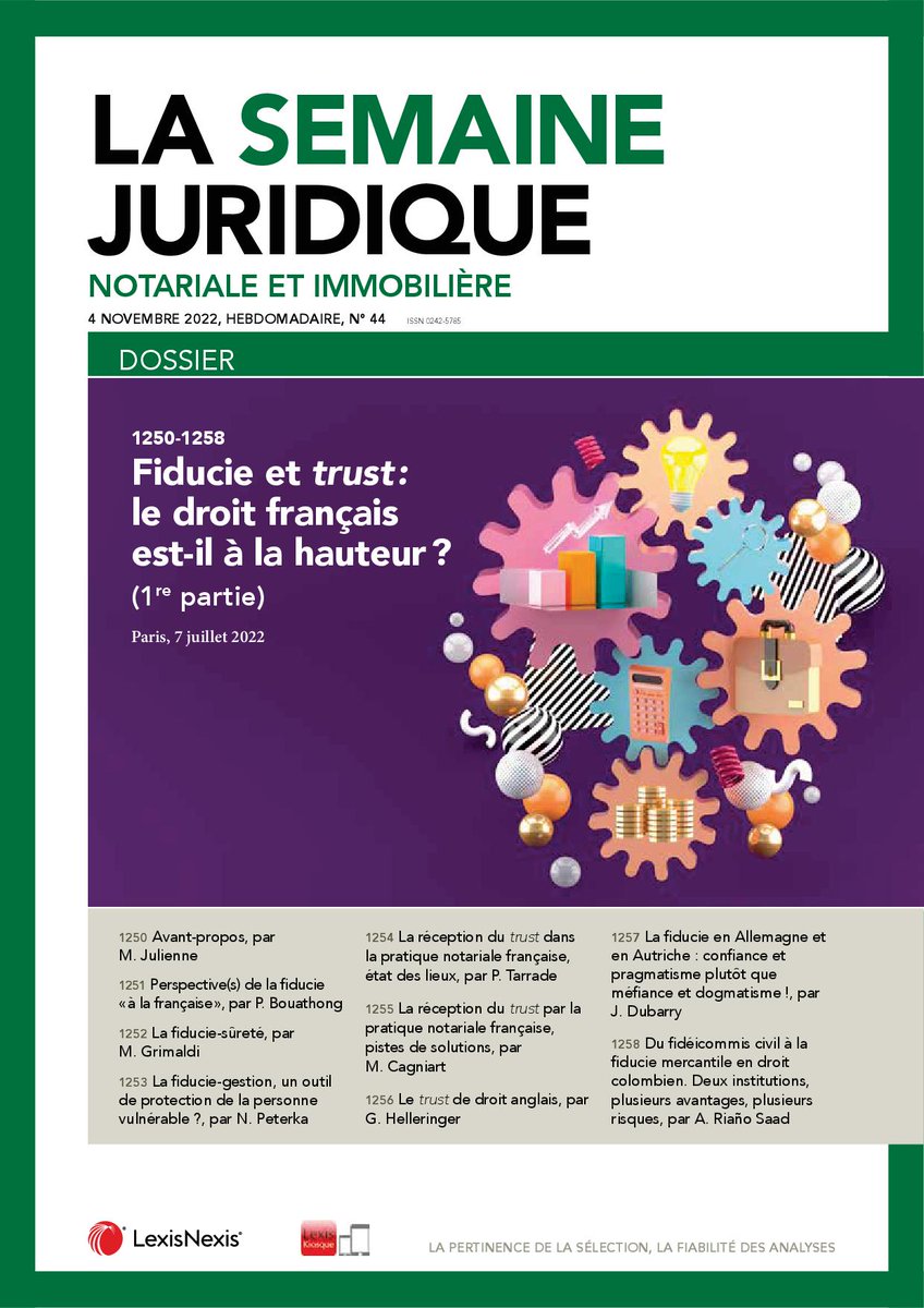 Une du <a href="/JCP_N/">JCPN</a> n°44 > #Fiducie et #trust : le droit français est-il à la hauteur ? 
1e partie des actes de ce colloque avec :
Maxime Julienne <a href="/BouathongP/">Patrick Bouathong</a> Michel Grimaldi <a href="/NathaliePeterka/">Nathalie Peterka</a> <a href="/PierreTarrade/">Pierre TARRADE</a> Marc Cagniart <a href="/PdtNotRParis/">Pierre TARRADE</a> @Helleringer_Gen Julien Dubarry Anabel Riano Saad
