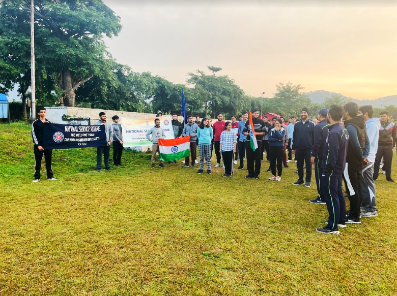 NSSsmvdu's tweet photo. NSS unit of Shri Mata Vaishno Devi University, Katra J&amp;K organized Fit India Freedom Run 3.0 with around 300 participants #fitindia @NssrdD
@_NSSIndia
@ianuragthakur
@NisithPramanik
@Hr_Educationjk 
@pankajsinghips
@PIB_India
@YASMinistry
@PMOIndia https://t.co/wHF3zYGfDl