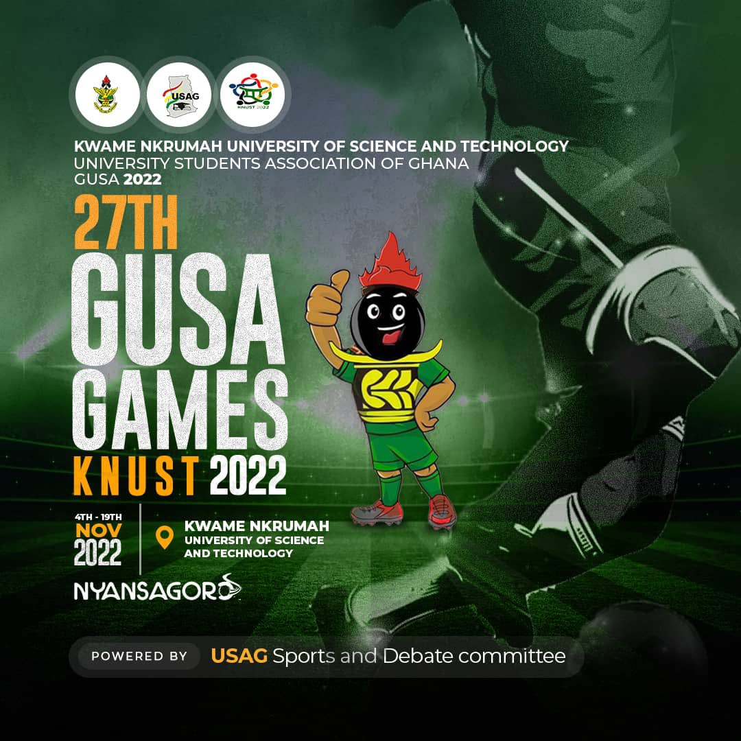 USAGOFFICIAL_'s tweet photo. GUSA GAMES BEGINS OFFICIALLY BEGINS TODAY🔴🟡🟢
Thread 🧵 

AGRO KANSIE K3SE3 
GET READY!!! KNUST Hosts the redefined 27TH GUSA  GAMES under the theme:“HARNESSING SPORTING TALENTS OF STUDENTS FOR NATIONAL DEVELOPMENT THROUGH HEALTHY COMPETITION USING SCIENCE AND TECHNOLOGY” https://t.co/3WNmrvLajS