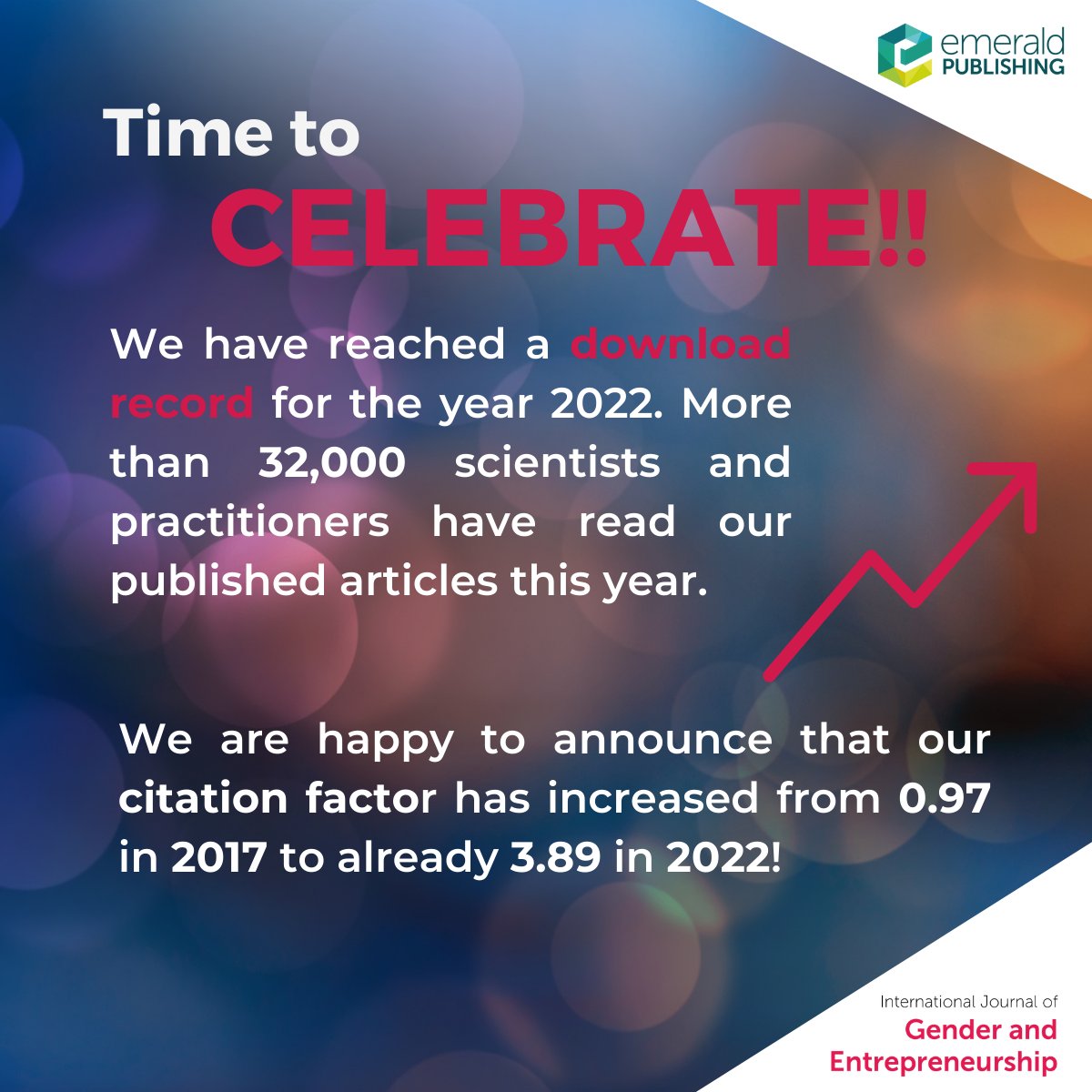 IJGenderEntrepr's tweet photo. 𝐈𝐭’𝐬 𝐭𝐢𝐦𝐞 𝐭𝐨 𝐜𝐞𝐥𝐞𝐛𝐫𝐚𝐭𝐞!! 
In 2022, we have already now reached a new download record! In the next days, we will present some of our most cited papers and look forward to many exciting future submissions!

#IJGE #journal #entrepreneurship #feminism #gender https://t.co/1vN22Nwzdf