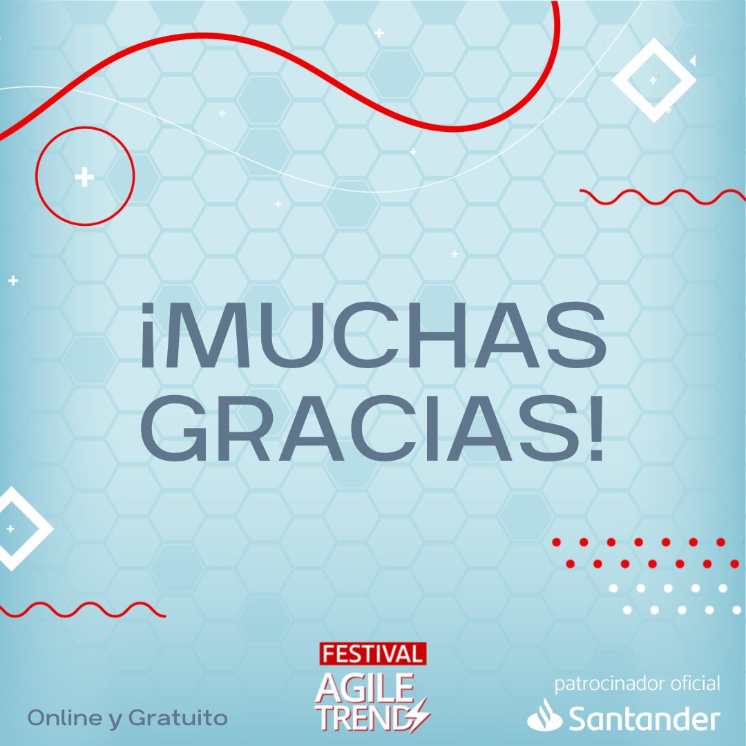 ¡Hola a todas y a todos!

Es un placer haber contado con vuestra participación y presencia en el Festival Agile Trends. Muchas gracias por todo el apoyo.

¡Nos vemos en el próximo evento!

#festivalagile #agiletrends #agile #agilemindset #agileleadership #agilidad #innovacion