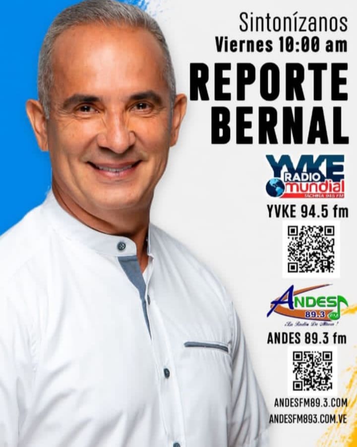 Acompáñanos todos los viernes y disfruta tu programa favorito #ReporteBernal, por <a href="/YvkeTachira/">Yvke Tachira</a> 94.5FM a partir de la 10:00am 

¡No te lo pierdas!🎙️📻💛🖤❤️

<a href="/FreddyBernal/">Freddy Bernal</a>
<a href="/arguelloyepfri/">Yepfri Arguello</a>
<a href="/BermudezJoseA/">Bermúdez José</a>