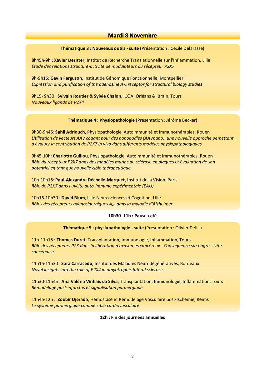 FrenchPurine's tweet image. J-3 pour les journées annuelles du French Purine Club #FPC2022
Voici le programme mis à jour !
@BoueGrabot @JrmeBecker1 @salhiSAId9 @_CyrGo @T2I_research @JulieMerrer @CognitionLille @oliviernicole33 @elena_dossi