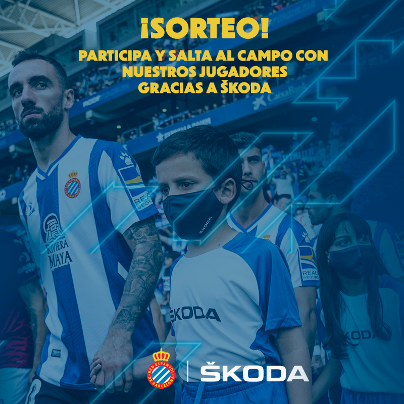 RCDEspanyol's tweet photo. 🤝 SORTEO SKÔDA | ¿Quieres que tus hijos* salten al césped de la mano de nuestros jugadores en el #EspanyolVillarreal? ¡Consíguelo gracias a Skôda!

1⃣ Haz RT
2⃣ Sigue a @skoda_es 
3⃣ Sigue al @RCDEspanyol 

🍀 ¡Mucha suerte! #RCDE 
*Socios, de 5 a 12 años