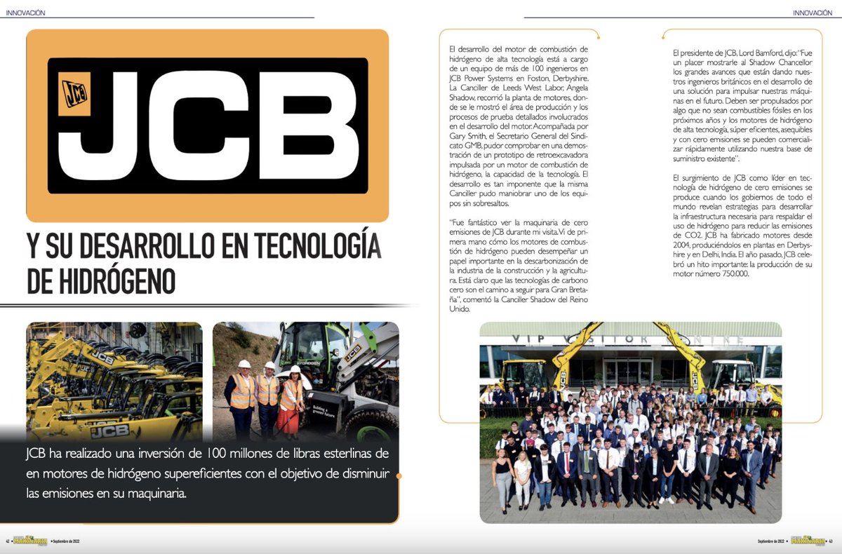 El hidrógeno llega a la industria de la maquinaria de la mano de <a href="/JCBmachines/">JCB</a>: 

bit.ly/MkSeptiembre22

#RevistaMakinariaPesada
#MakinariaPesada