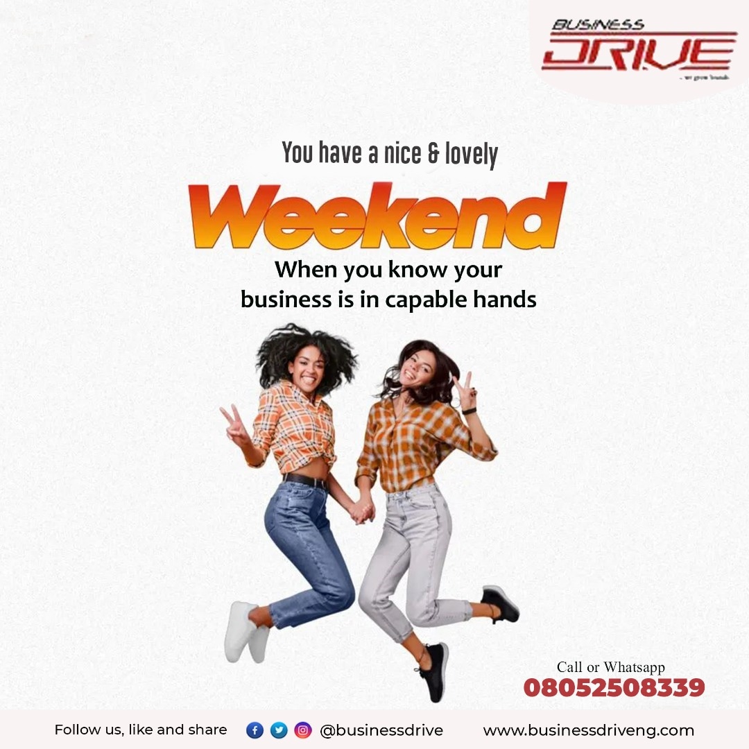 businessdriveng's tweet photo. Yaay!!
The weekend is here again

You have a nice and lovely weekend when you know your business is in capable hands.

#tgif #businessdrive #weekend https://t.co/YMUh2Twb6N