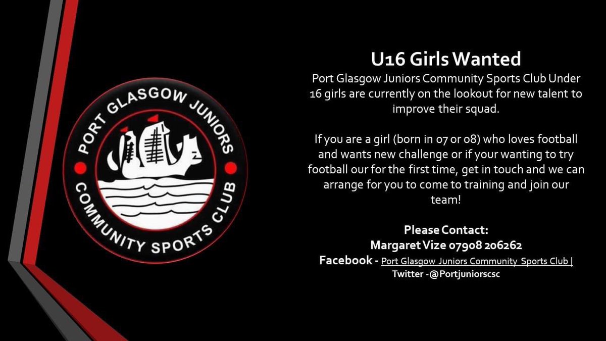 Our Under 16 girls are recruiting! if you would like to know more then send us a DM