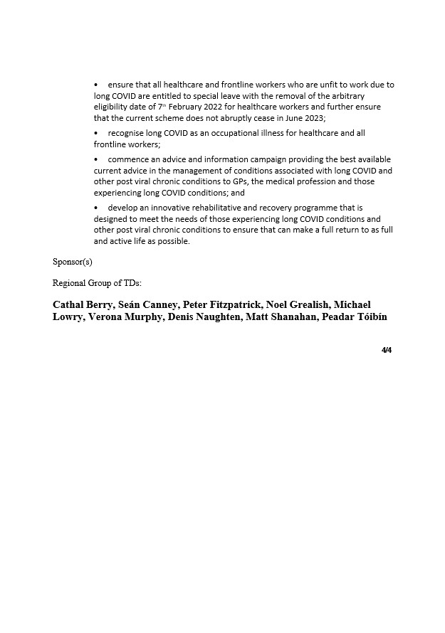 The @Regional_Grp will move a Dáil motion next Wednesday morning seeking immediate action on the roll out of specialist services to support those with #longCOVID 

see more at:
denisnaughten.ie/2022/11/04/reg…