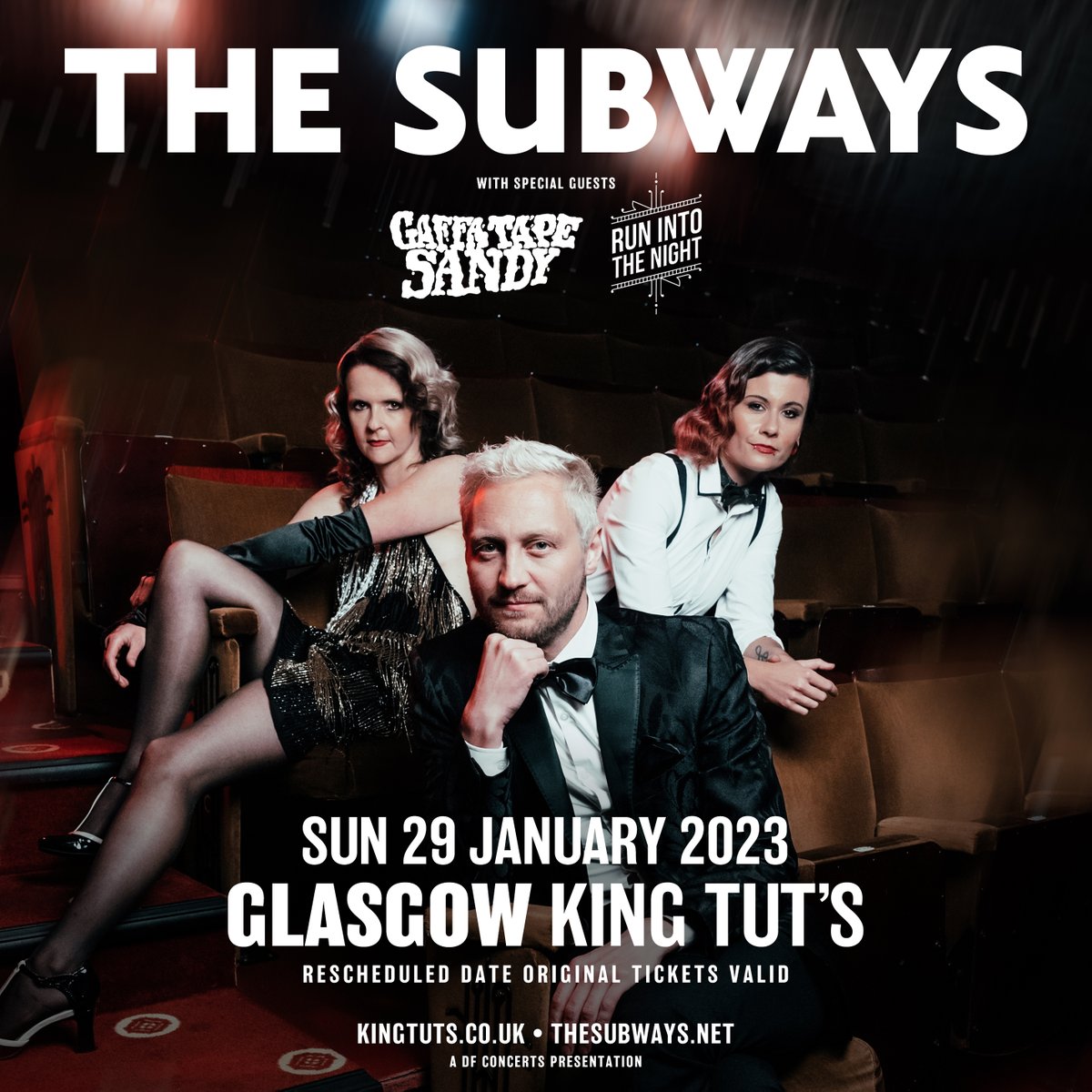 King Tut's Wah Wah Hut (@kingtuts) on Twitter photo SUPPORT ADDED ⇾ <a href="/gaffatapesandy/">Gaffa Tape Sandy</a> + <a href="/weareRITN/">Run Into The Night</a> will be supporting <a href="/thesubways/">The Subways</a>' Tut's show next year!
MORE INFO → ktwwh.co/the-subways SUPPORT ADDED ⇾ <a href="/gaffatapesandy/">Gaffa Tape Sandy</a> + <a href="/weareRITN/">Run Into The Night</a> will be supporting <a href="/thesubways/">The Subways</a>' Tut's show next year!
MORE INFO → ktwwh.co/the-subways