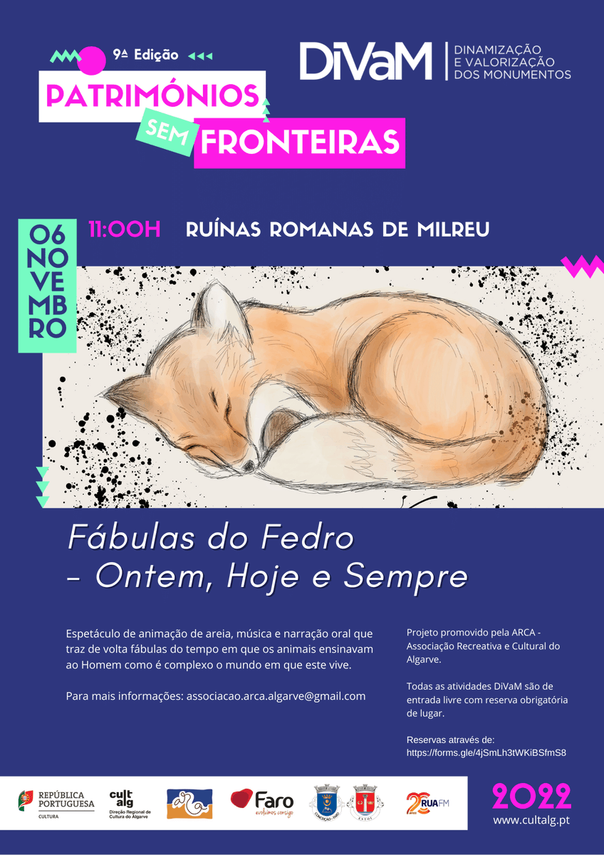 CulturaAlgarve's tweet photo. As Ruínas Romanas de Milreu, em Estoi, acolhem este domingo, às 11h00, o projeto “Fábulas de Fedro - Ontem, Hoje e Sempre", um projeto promovido pela ARCA - Associação Recreativa e Cultural do Algarve.

Reserva https://t.co/GaiknicoyI
#divam #ermidadeguadalupe #culturaalgarve https://t.co/t7aGTZiyGe