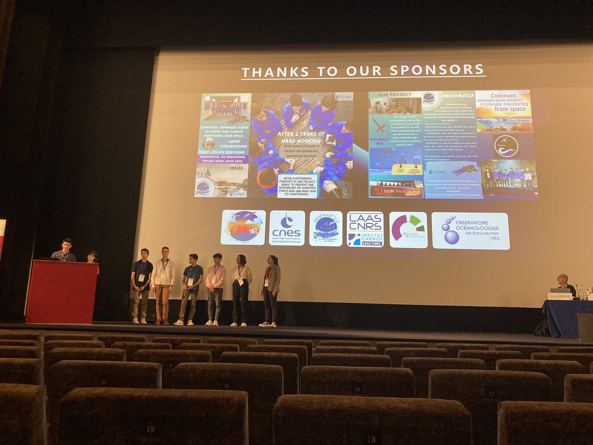 EmmaWoolliams's tweet photo. Utterly incredible presentation by a group of French high school students from Monteil who had built an ocean going buoy and got measurements to compare with a satellite at aged 17! #OSTST https://t.co/tW1au4uRdp