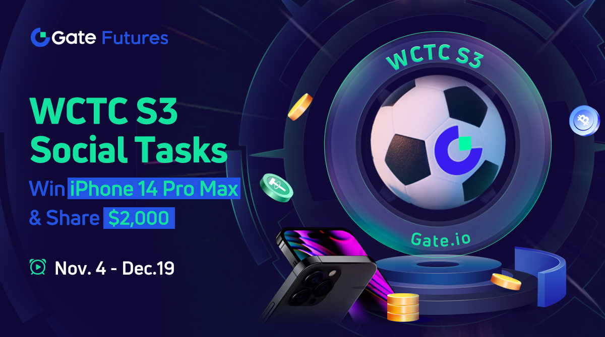 💰#Gateio #WCTC3 | I-phone 14 Pro Max &amp; share $2,000 giveaways ! 

⚽️Follow <a href="/GateioFutures/">Gate Futures</a>
⚽️Set #Gateio WCTC S3 as your profile during the #WCTC3 
⚽️Quote the tweet using #WCTC3 &amp; Tag 5 friends 
⚽️Fill out the form : gate.io/questionnaire/…

🏆Details : gleam.io/oEiXA/gateio-w…