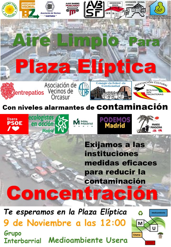 UseraMAUyM's tweet photo. Invitamos a la comunidad educativa de #Usera #Carabanchel a sumarse a la concentración del 9 de noviembre.El nocivo aire que se respira en la zona, y en otras de estos distritos, es muy perjudicial para niños y jóvenes. La #salud debe ser prioritaria y ahora no lo es.🚶‍♀️🚶‍♂️👩‍🦽👨‍🦽🚴‍♀️🚴‍♂️ https://t.co/aP703qyGnx