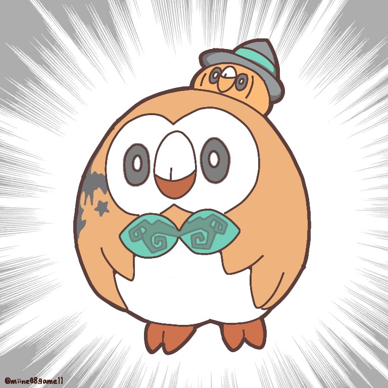 rowlet pokemon (creature) no humans owl squiggle white background pokemon on head bird  illustration images
