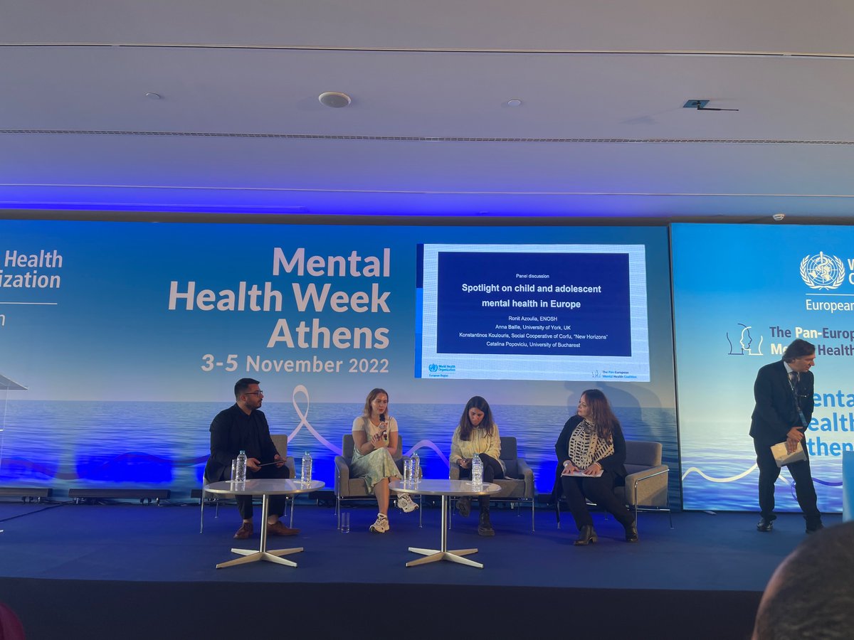 Clear messages from the panel on day 2 of #MHW ➡️To improve improve mental health support for young people, policy makers must be youth led, address inequities and address stigma. 👏 @cassred @WHO_Europe @annabailie @UNICEF