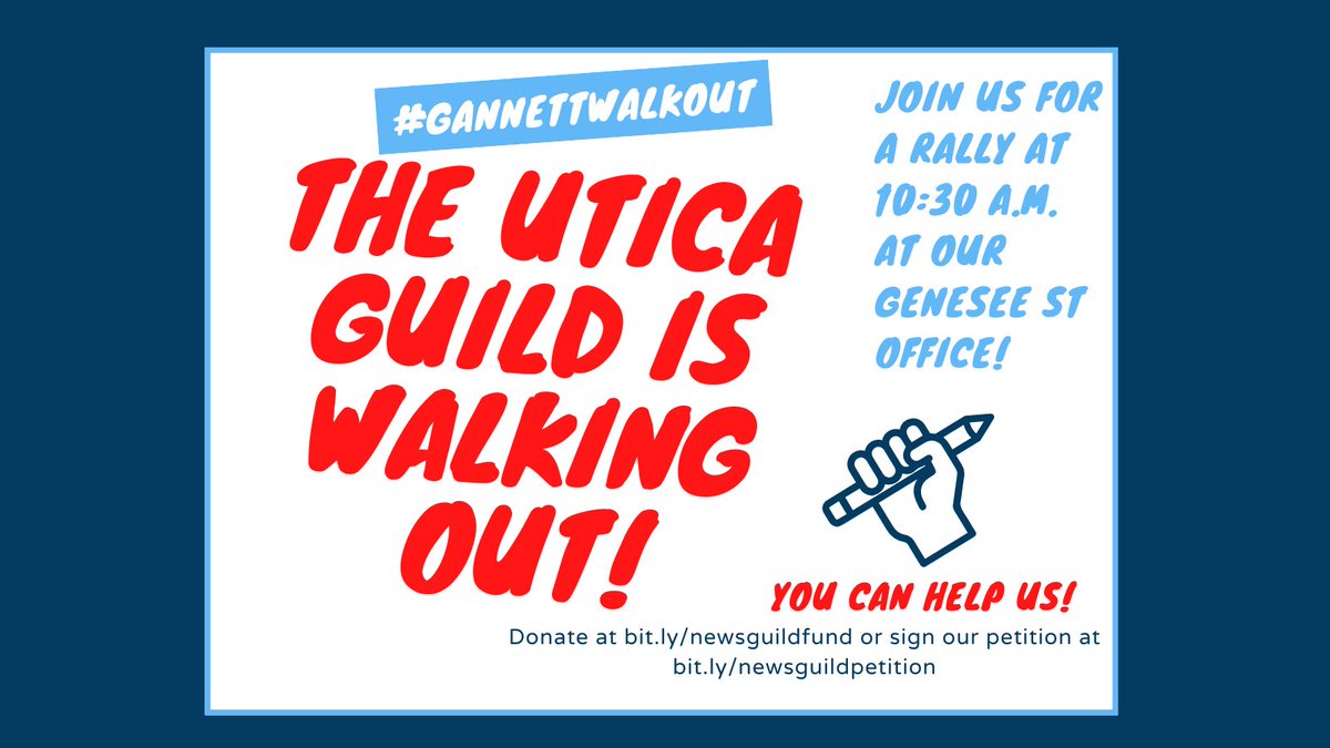 Today, we're joining our sibling @GannettUnion shops and walking out of the @uticaOD and @TimesTelegram  newsrooms for a 24-hour work stoppage in protest of Gannett's latest cost-cutting decisions

Today, we're saying enough is enough #GannettWalkout