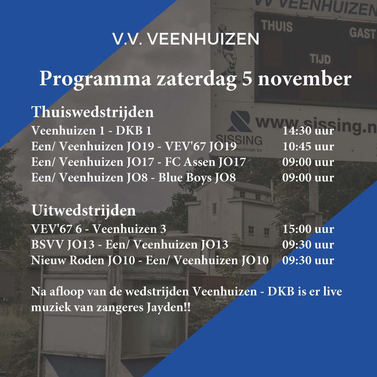 Programma zaterdag 5 november