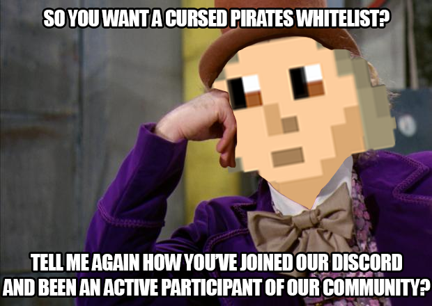 CursedPirates's tweet photo. Pirate Wonka's Curse is condescension.
But don't worry fren it's not an official trait and you can STILL get whitelisted! Join us: https://t.co/55nMFnczmz
#freemint #trove #curseddao https://t.co/Jw3xsgfbjU