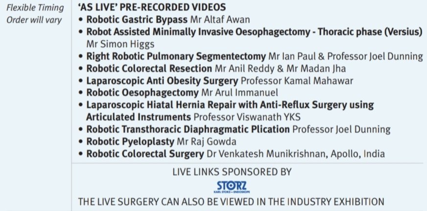 Thank you to our contributors to the "As Live" session #ALS2022

Highlights include:
🔵🤖RYGB <a href="/altaf_awan12/">Altaf K Awan</a> 
🔵🤖 Assisted MIO <a href="/MagpieSalute/">Simon Higgs</a> 
🔵🤖🫁 Segmentrctomy <a href="/joeldunning/">Thoracic Surgeon - Joel Dunning</a> 
🔵Anti Obesity <a href="/kmahawar/">kamlesh mahawar</a> 
🔵Anti reflux <a href="/ViswanathYks/">YKS Viswanath</a> 
🔵🤖 Pyeloplasty
🔵🤖 CR