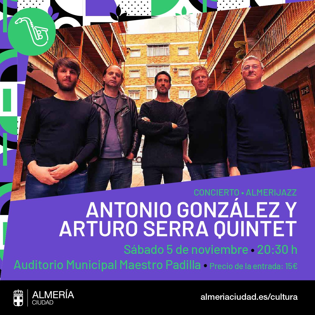 👨 🎵 🧑Dos artistas que vuelven a unirse para co-liderar un quinteto inédito hasta ahora en el panorama del Jazz de nuestro país, estarán mañana 5 de noviembre en el 📍 Auditorio Maestro Padilla.

🎫 Entradas a la venta en 
flowte.me/storefront/alm…

#Almerijazz #Jazz  <a href="/WindCruz/">Diego Cruz</a>