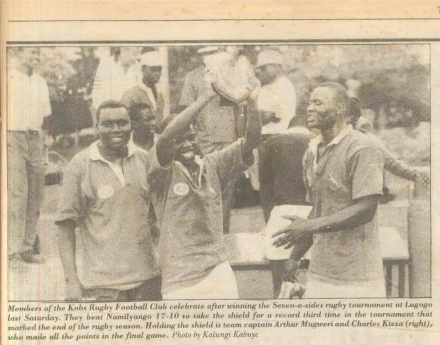 KobsrugbyUg's tweet photo. ⏮ One of the greatest victories 
#FlashBackFriday 

🗓 September, 1994 
🏟 Lugogo 
📸 Kalungi Kabuye 

#PoetryInMotion https://t.co/UhUFf8lXmb