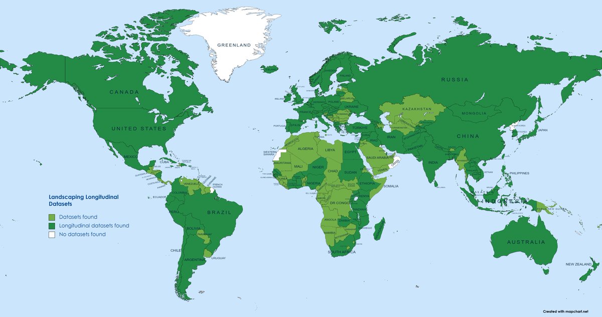 Have you seen the list of longitudinal datasets on the #landscapinglongitudinalresearch homepage? Check out this map to see where the datasets come from! If you know of any studies that we have missed, submit them here: landscaping-longitudinal-research.com! 
<a href="/wellcometrust/">Wellcome</a>