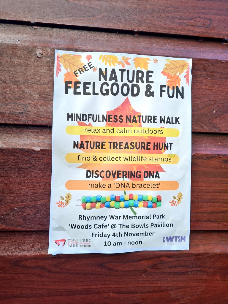 WalesGenePark's tweet photo. Back for day 2 @cwtshwales in Rhymney with @IWNGwent - what a   beautiful setting! Come and say hello and make a spooky Halloween #DNA bracelet 🕸🕷🐀🦇🐈‍⬛🎃🧬
@ResearchWales#publicengagement https://t.co/qVkdZwco6c