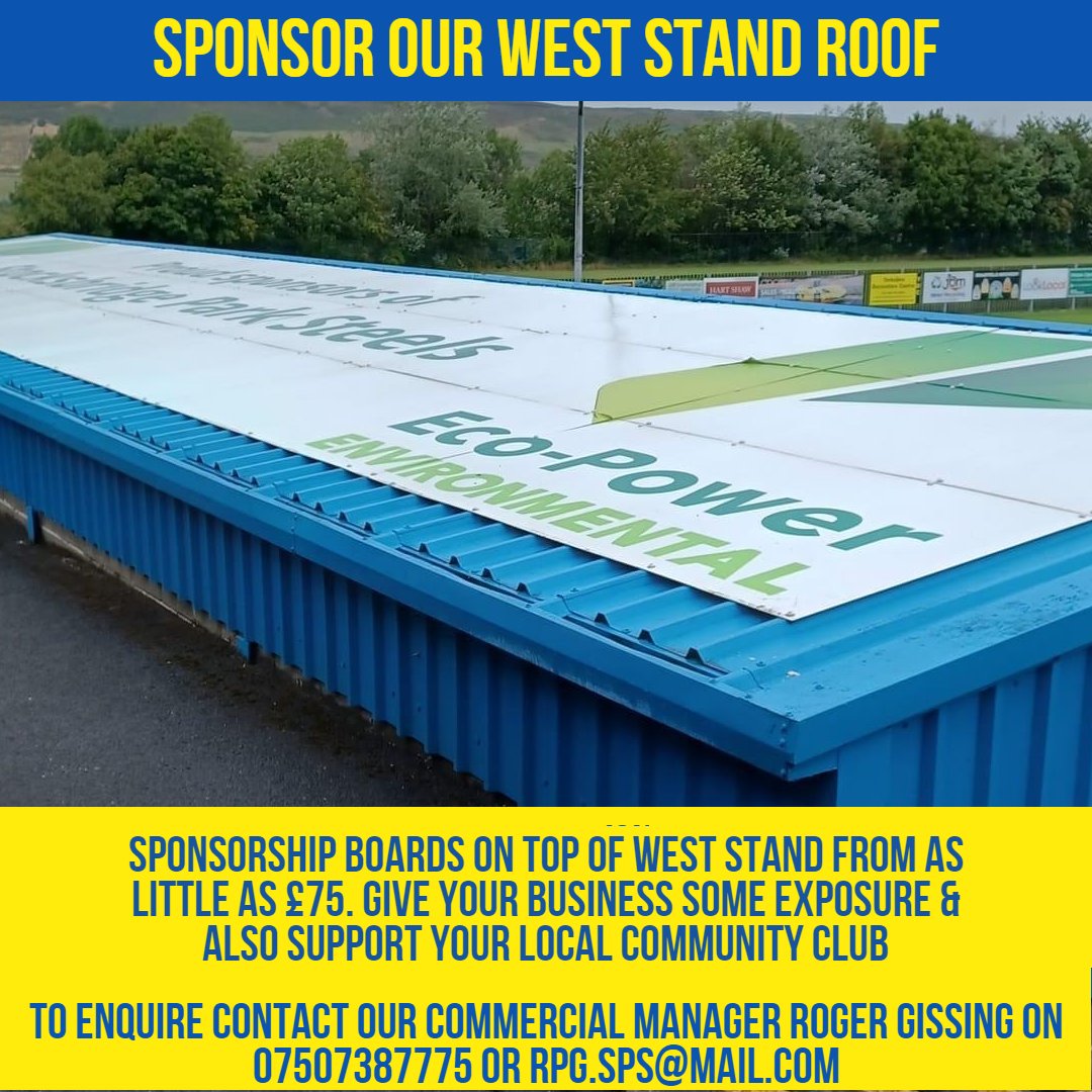 parksteelsfc's tweet photo. We are looking for several #Sheffield companies to help fill this large advertising space on our west stand. If you fancy some extra exposure & help your local club then please get in touch #sheffieldisbrill #helpsheffield #advertising #stocksbridge #deepcar #southyorkshire https://t.co/UJq2BS0SLc