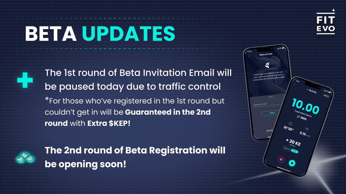 FitEvoNFT's tweet photo. The 2nd round of #FitEvoBeta Registration is in the pipeline! #LFG 🔥 

*For those who’ve registered in the 1st round but couldn’t get in will be Guaranteed in the 2nd round with Extra $KEP! https://t.co/p1UKz6TLNM