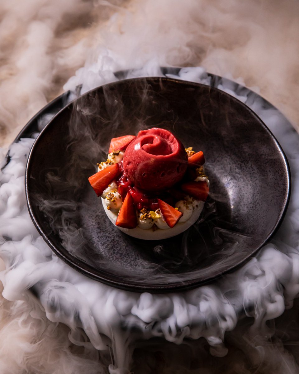 Indulge in @ModeKitchenandBar's famous delectable #FrozenPavlova. This Spring season calls for rhubarb, strawberry &amp; pistachio—one not to be missed as they rotate their Frozen Pavlova seasonally.

#inthemode #awardwinningrestaurant #therocks