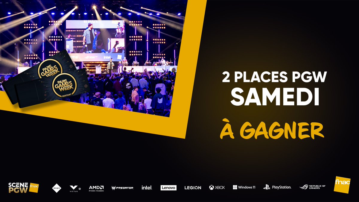Fnac's tweet photo. 🎮 𝟮 𝗣𝗟𝗔𝗖𝗘𝗦 𝗣𝗚𝗪 𝗔̀ 𝗚𝗔𝗚𝗡𝗘𝗥 🎮
Les places #PGW2022 pour samedi sont sold-out, mais... on a une solution 🤝

👉 RT &amp; mentionne en réponse un ami avec #FnacPGW 👀

📆 TAS le 04/11 à 16h.
GL 🤞

#FnacPGW #PGW https://t.co/ieWXZDYy0I