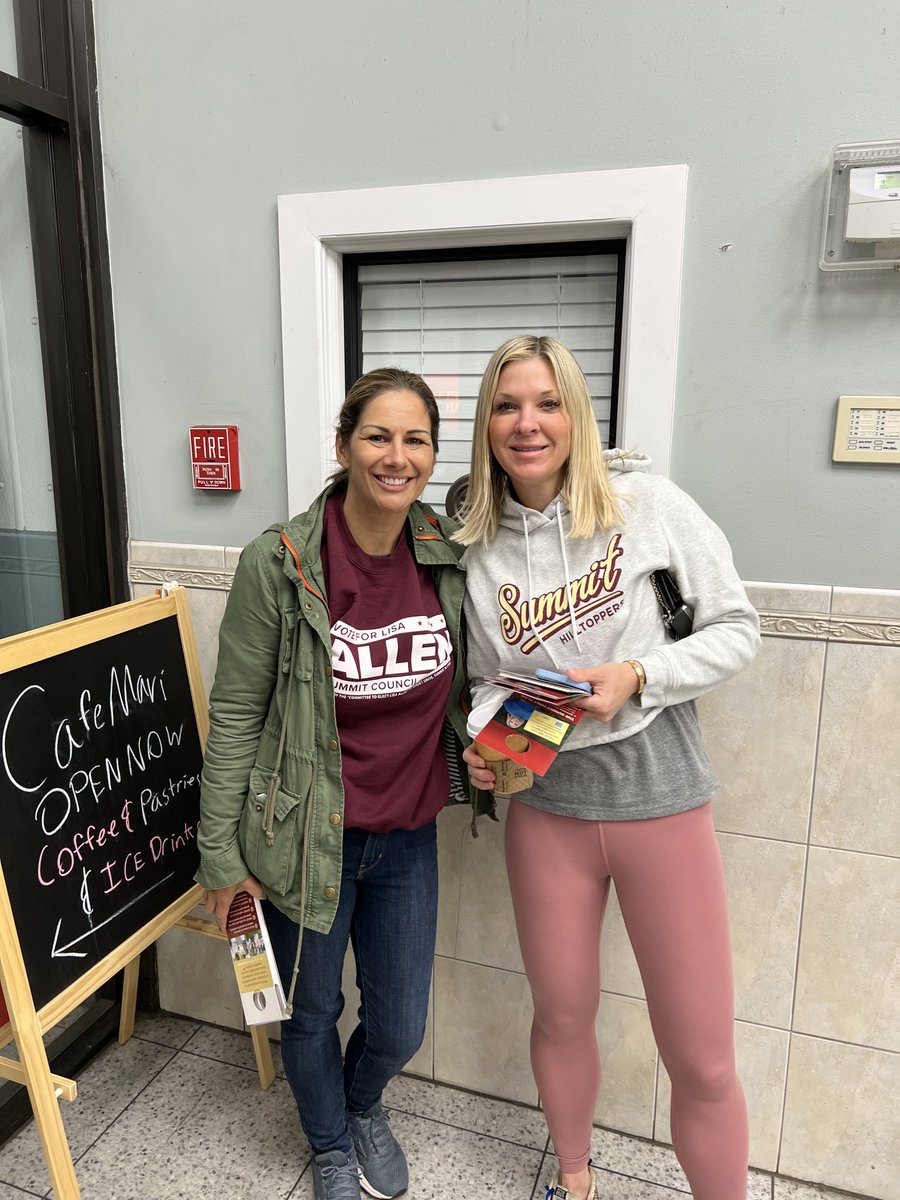 LisaAllen_NJ's tweet photo. At Summit train station talking to residents for the election. Thank you Summit police for patrolling. The window behind us (in the train station) is the NJ Transit police window which now sits empty. #summitpolicearethebest https://t.co/RZ2PHcFHZA