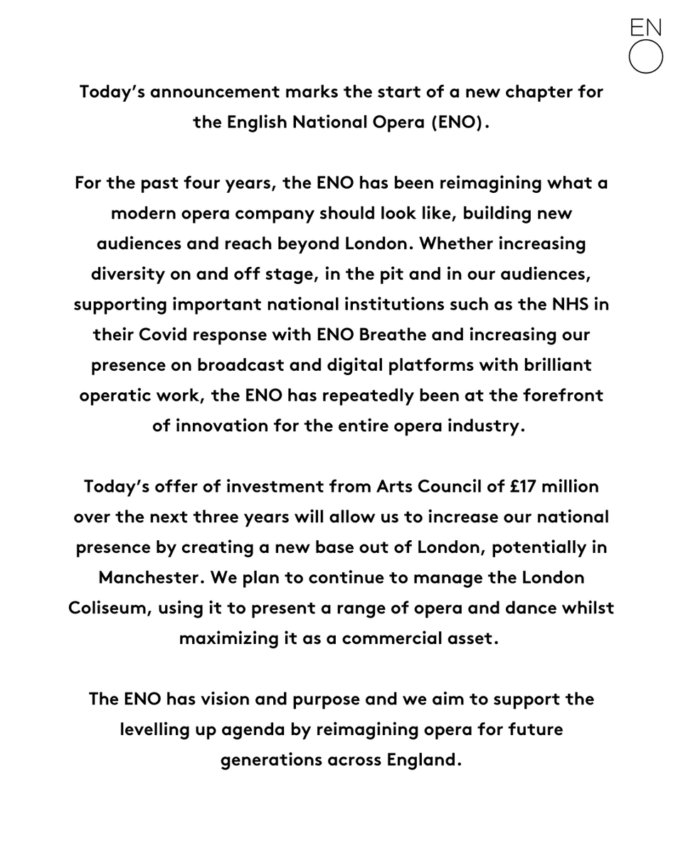 E_N_O's tweet photo. A new chapter for the ENO. Read the full statement here: https://t.co/Me3ro4Sg2a https://t.co/gNssWz1Uuf