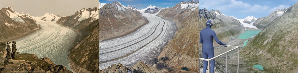 HumboldtUni's tweet photo. Vergangenheit, Gegenwart, Zukunft – während der @BerlinSciWeek trifft ein 200 Jahre altes Alpen-Relief des Aletschgletschers auf das #VirtualReality-Projekt #Expedition2Grad. Sie zeigen den größten Alpengletscher als Fieberthermometer des Klimawandels. ➡️ https://t.co/pG2WCTYaTP https://t.co/zCIfMcbPJH