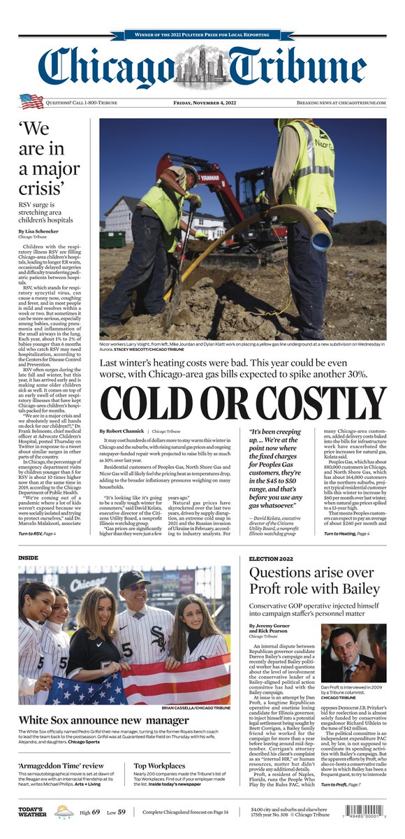 Chicago Tribune on Twitter "The front page of today's Chicago Tribune