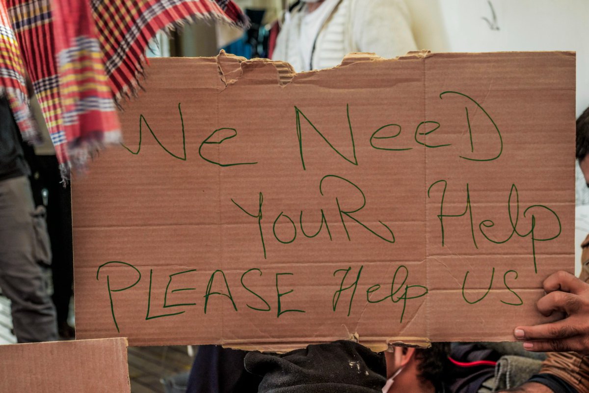 SOSMedIntl's tweet image. &quot;Please help us&quot; Some of the survivors on board have spoken out peacefully by writing messages in their respective languages.Their voices need to be heard. 
Heavy rain and wind are expected very soon. #OceanViking is currently seeking shelter. Survivors need a safe place urgently